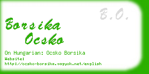borsika ocsko business card